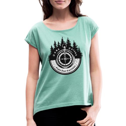 PBR Kompass 🧭 - Frauen T-Shirt mit gerollten Ärmeln
