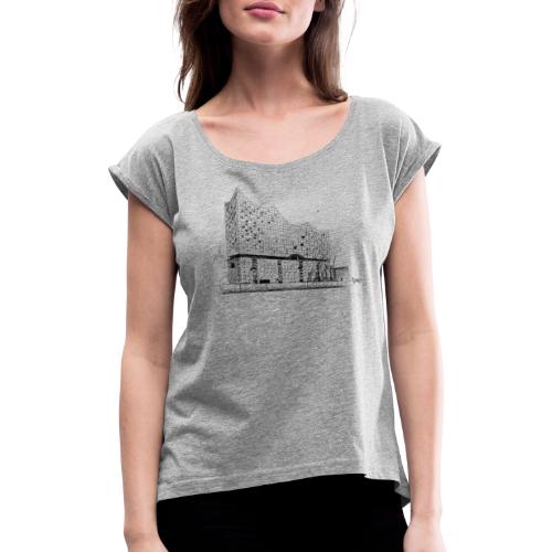 Bronko55 No.05 – Elbphilharmonie Hamburg - Frauen T-Shirt mit gerollten Ärmeln