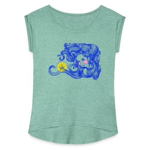 Water woman (blue) - Frauen T-Shirt mit gerollten Ärmeln