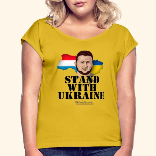 Ukraine Luxemburg T-Shirt Design - Frauen T-Shirt mit gerollten Ärmeln