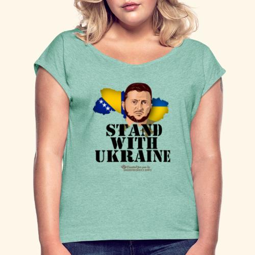 Ukraine Bosnien und Herzegowina - Frauen T-Shirt mit gerollten Ärmeln