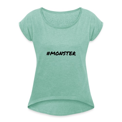Monster - Vrouwen T-shirt met opgerolde mouwen
