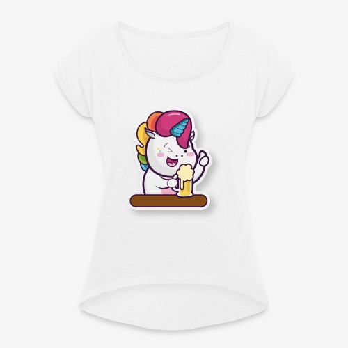 Funny Unicorn - Women's T-Shirt with rolled up sleeves