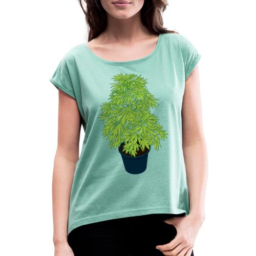 Plant de cannabis en pot hydroponic - T-shirt à manches retroussées Femme