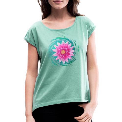 Leuchtender Lotus - Sonja Ariel von Staden - Frauen T-Shirt mit gerollten Ärmeln