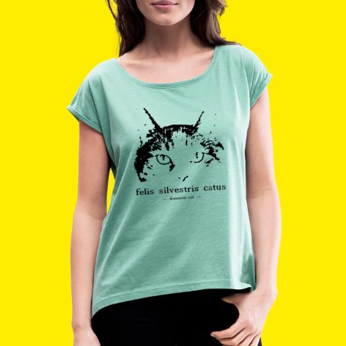Huiskast - Domestic cat - Felis silvestris catus - Vrouwen T-shirt met opgerolde mouwen
