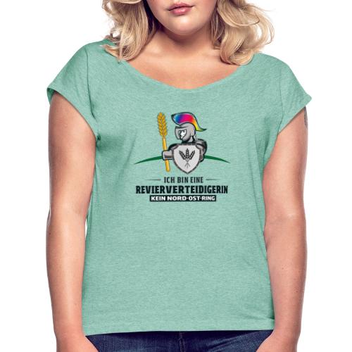 Revierverteidigerin Regenbogen - Frauen T-Shirt mit gerollten Ärmeln