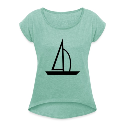 Segelboot - Frauen T-Shirt mit gerollten Ärmeln