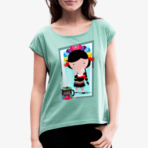 mexicanita - Camiseta con manga enrollada mujer