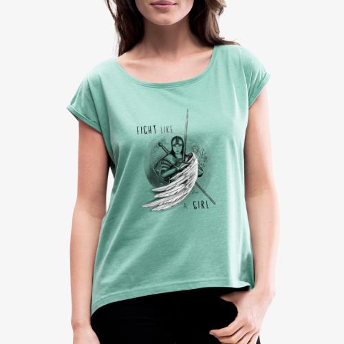 Frauentag-Schwerttag 2020 - Frauen T-Shirt mit gerollten Ärmeln