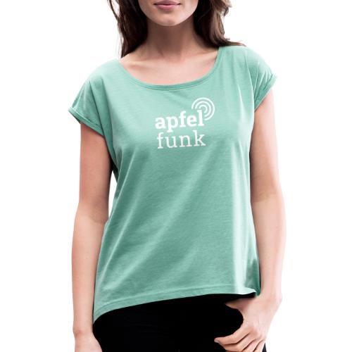 Apfelfunk Dark Edition - Frauen T-Shirt mit gerollten Ärmeln