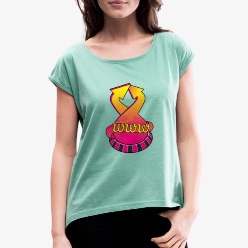 UrlRoulette logo - Women's T-Shirt with rolled up sleeves