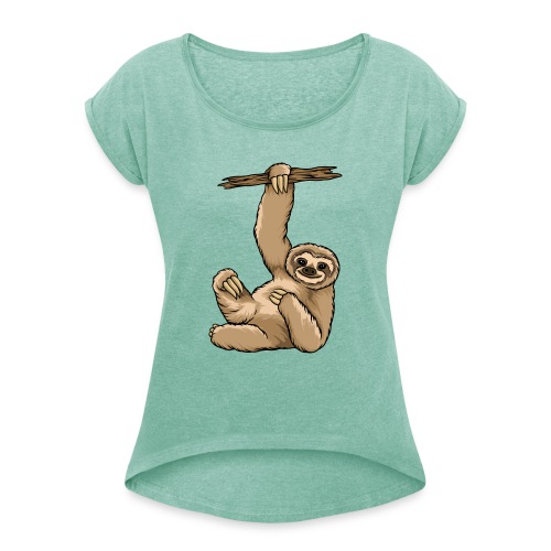 Kunterli liebt Faultiere - #KUN-SLO-25 - niedlich - Frauen T-Shirt mit gerollten Ärmeln