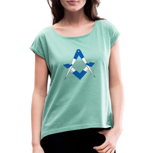 Freimaurer Winkel&Zirkel Schottland - Frauen T-Shirt mit gerollten Ärmeln