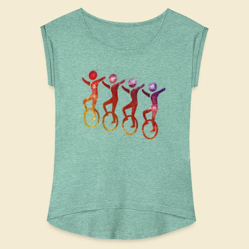 Einrad | 4er Einrad - Frauen T-Shirt mit gerollten Ärmeln
