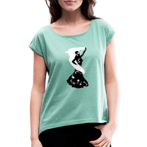 Bellydancer with veil - Women's T-Shirt with rolled up sleeves