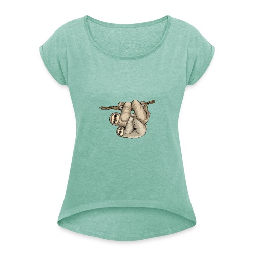 Kunterli liebt Faultiere - #KUN-SLO-08 - niedlich - Frauen T-Shirt mit gerollten Ärmeln