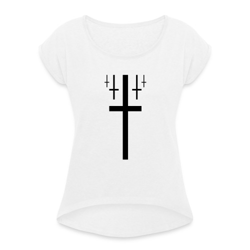 cross christus god jesus black - Women's T-Shirt with rolled up sleeves