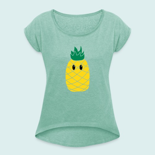 ananas - Vrouwen T-shirt met opgerolde mouwen