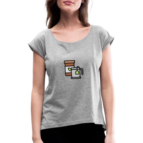 Te y Cafe - Camiseta con manga enrollada mujer