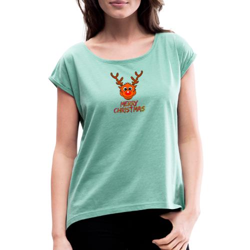 Rudolph - Frauen T-Shirt mit gerollten Ärmeln