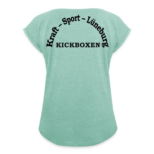 BogenText KickBox - Frauen T-Shirt mit gerollten Ärmeln