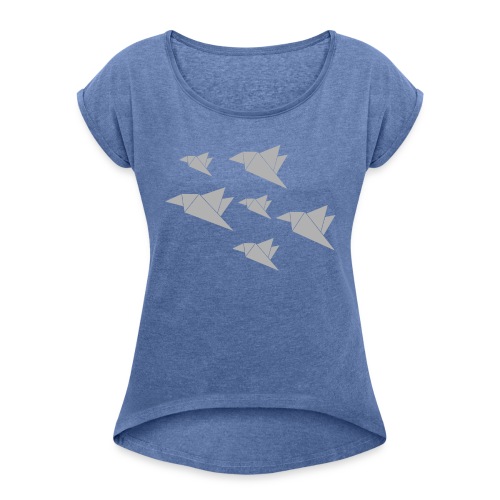 paper birdies 1 - Frauen T-Shirt mit gerollten Ärmeln