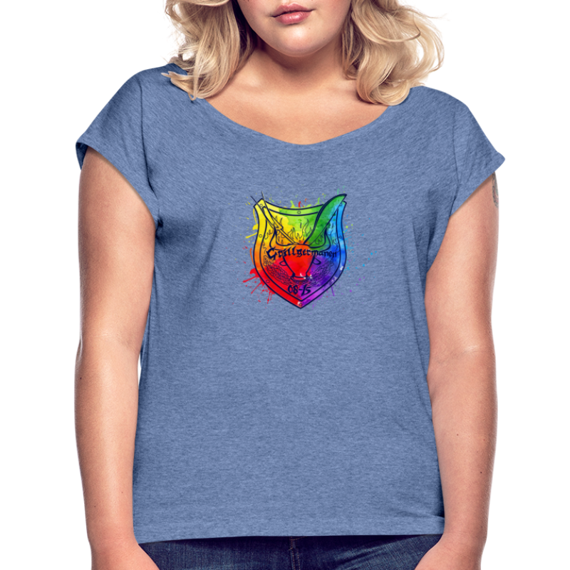 farbiges Logo - Frauen T-Shirt mit gerollten Ärmeln