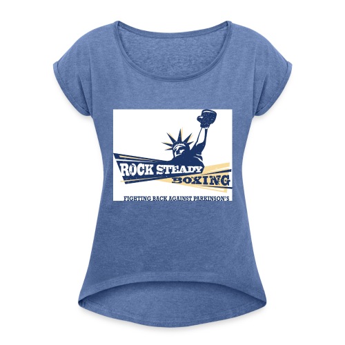 Rock Steady Boxing Logo2 4c wtag - T-skjorte med rulleermer for kvinner