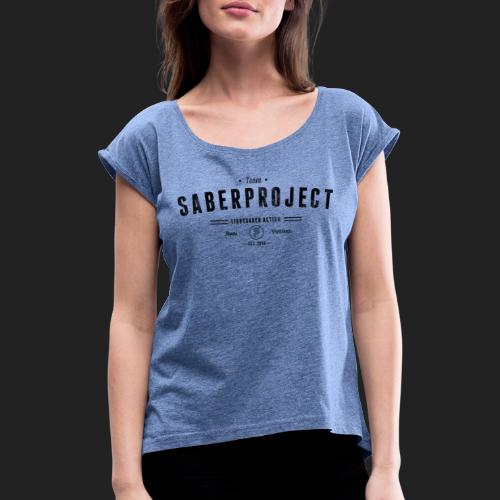 Vintage Lightsaber Action - Frauen T-Shirt mit gerollten Ärmeln