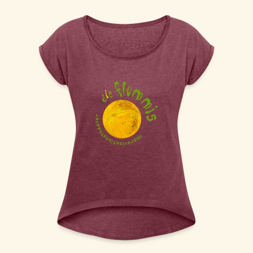 Flummi Logo rund gelb - Frauen T-Shirt mit gerollten Ärmeln