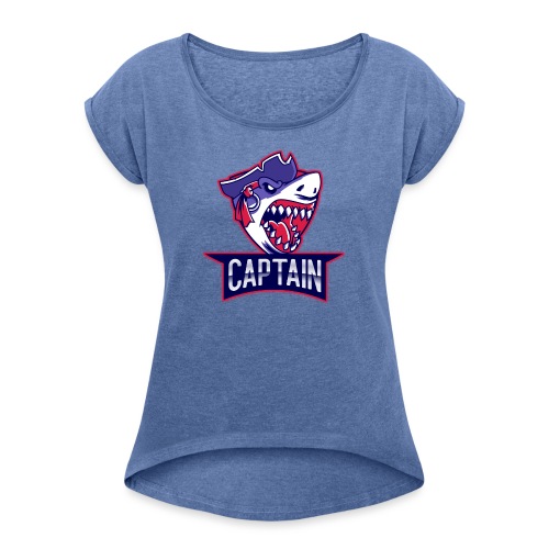 Captain Shark - Frauen T-Shirt mit gerollten Ärmeln