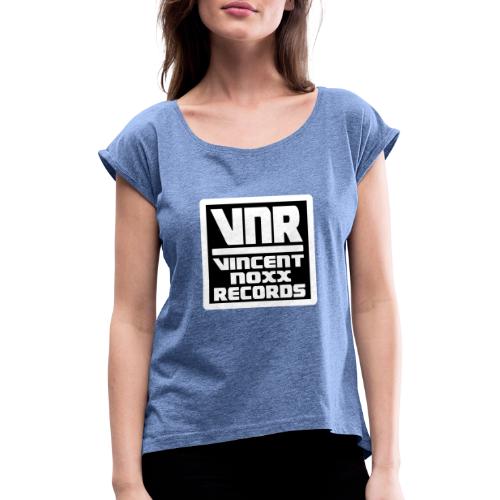 NOXX WHITE REC vnr invertiert Kopie - Frauen T-Shirt mit gerollten Ärmeln
