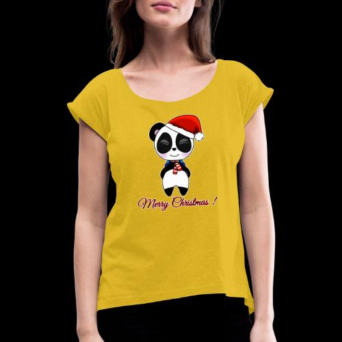 Panda noel - T-shirt à manches retroussées Femme