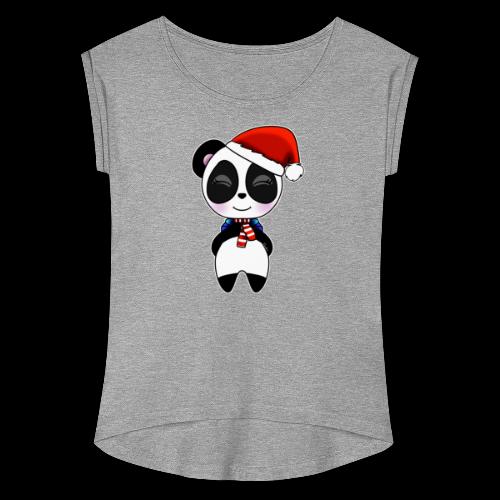 Panda noel bonnet - T-shirt à manches retroussées Femme