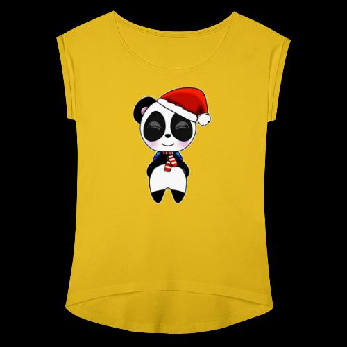 Panda noel bonnet - T-shirt à manches retroussées Femme