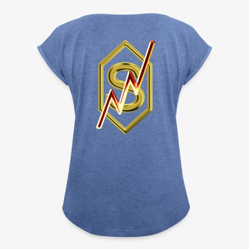 SkullGold Logo2018 Original Blitz - Frauen T-Shirt mit gerollten Ärmeln