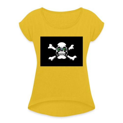 Warning Skull - Naisten T-paita, jossa rullatut hihat