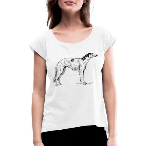 Windhund - Frauen T-Shirt mit gerollten Ärmeln