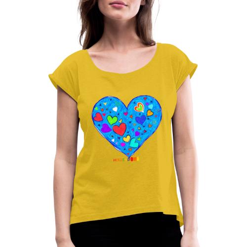 HerzensOma - Frauen T-Shirt mit gerollten Ärmeln