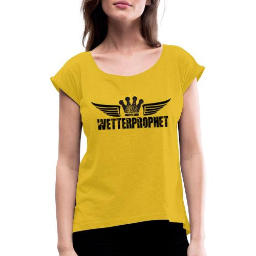 Wetterprophet Logo 2022 Wings black - Frauen T-Shirt mit gerollten Ärmeln
