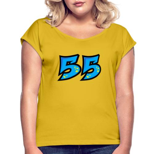 graf55blue - Naisten T-paita, jossa rullatut hihat