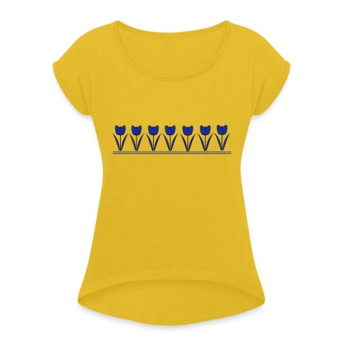 tulpen - Vrouwen T-shirt met opgerolde mouwen