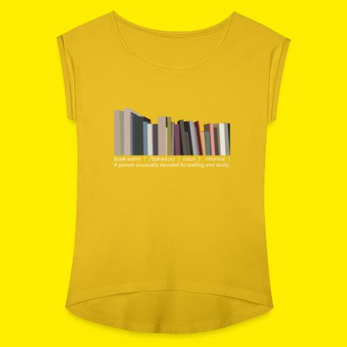 Book worm in Engels - Vrouwen T-shirt met opgerolde mouwen