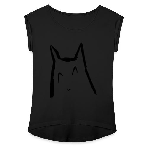 anime zeichnung - Frauen T-Shirt mit gerollten Ärmeln