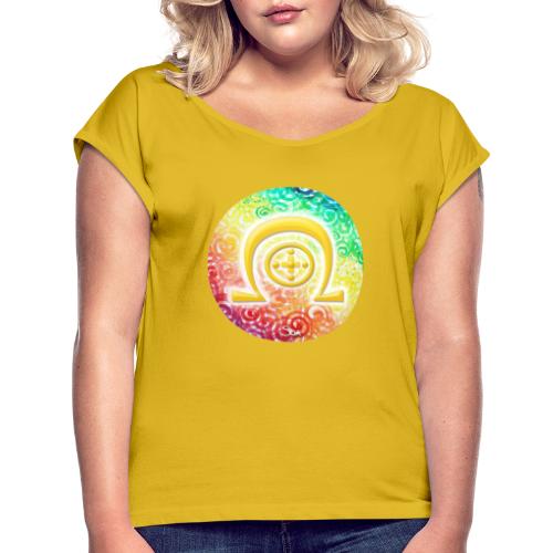 Regenbogen-Dimensionssymbol Heilung - Sonja Ariel - Frauen T-Shirt mit gerollten Ärmeln