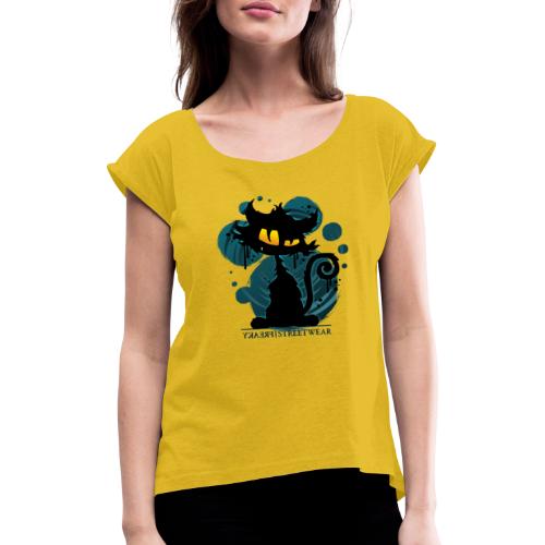Gaucho cat - Frauen T-Shirt mit gerollten Ärmeln