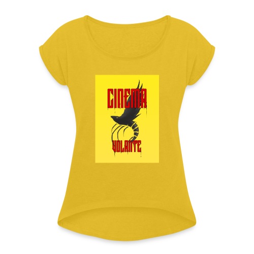 Scampo Giallo Cover | cinemaVOLANTE - Frauen T-Shirt mit gerollten Ärmeln