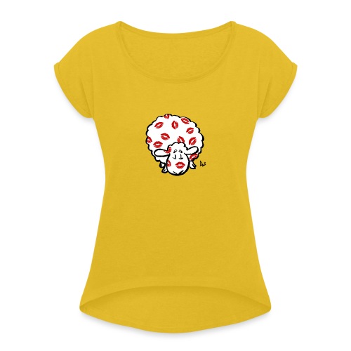 Kiss Uuhi - Naisten T-paita, jossa rullatut hihat
