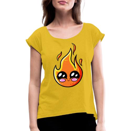 Incendio de Kawaii - Camiseta con manga enrollada mujer